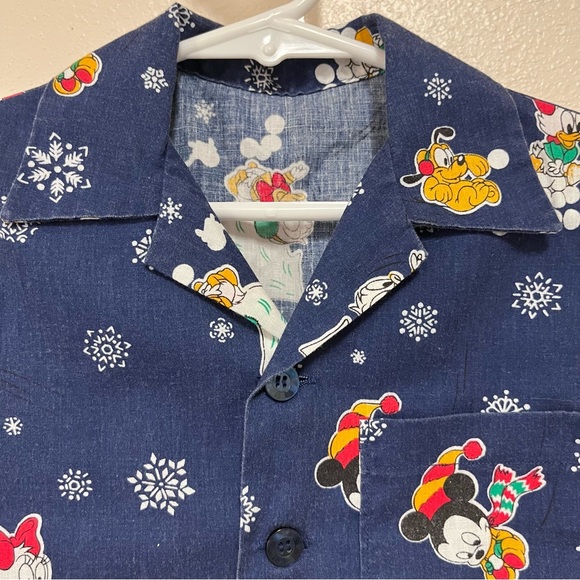 Handmade Vintage Boys Mickey Mouse And Friends Christmas Short Sleeve Shirt - Picture 2 of 7